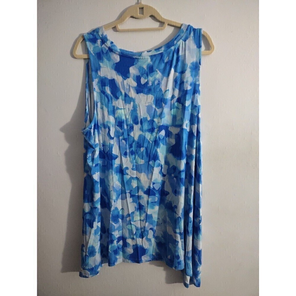 LOGO Layers Lori Goldstein Watercolor Tank Top Blue Sea 2X - Picture 3 of 5
